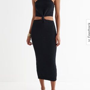 EXPRESS Black Knot Cutout Midi Sweater Dress
